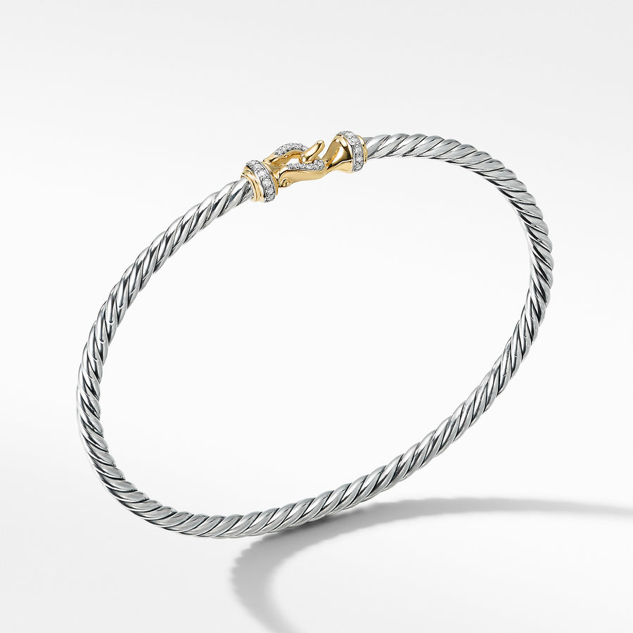 David Yurman Cable Buckle Collection Bracelet with 18k Gold and Diamonds- B16841DS8ADI