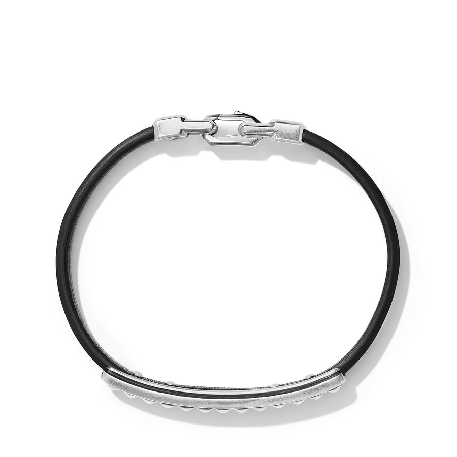 David Yurman Pyramid Black Leather ID Bracelet- B25478MSSBKLEM
