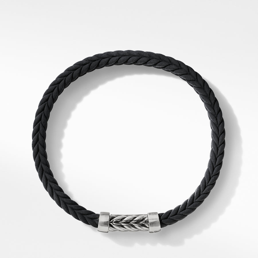 David Yurman Chevron Black Rubber Bracelet- B25569MSSBKRBR