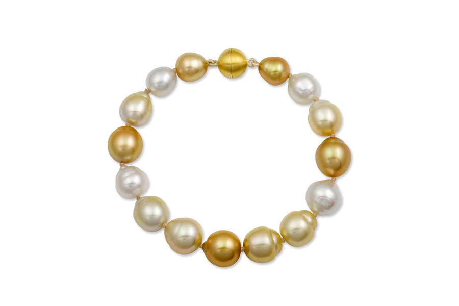 Baggins Sterling Silver Golden & White South Sea Pearl Bracelet- 221491