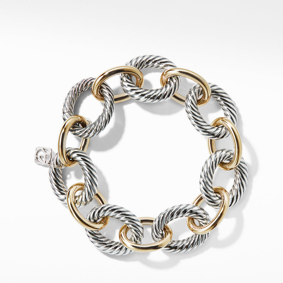 David Yurman Extra-Large Oval Link Bracelet with 18K Gold- BC0143 S875