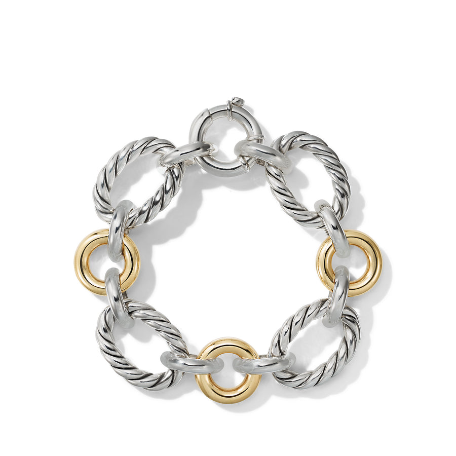 David Yurman Cable and Smooth Chain Link Bracelet with 18K Yellow Gold