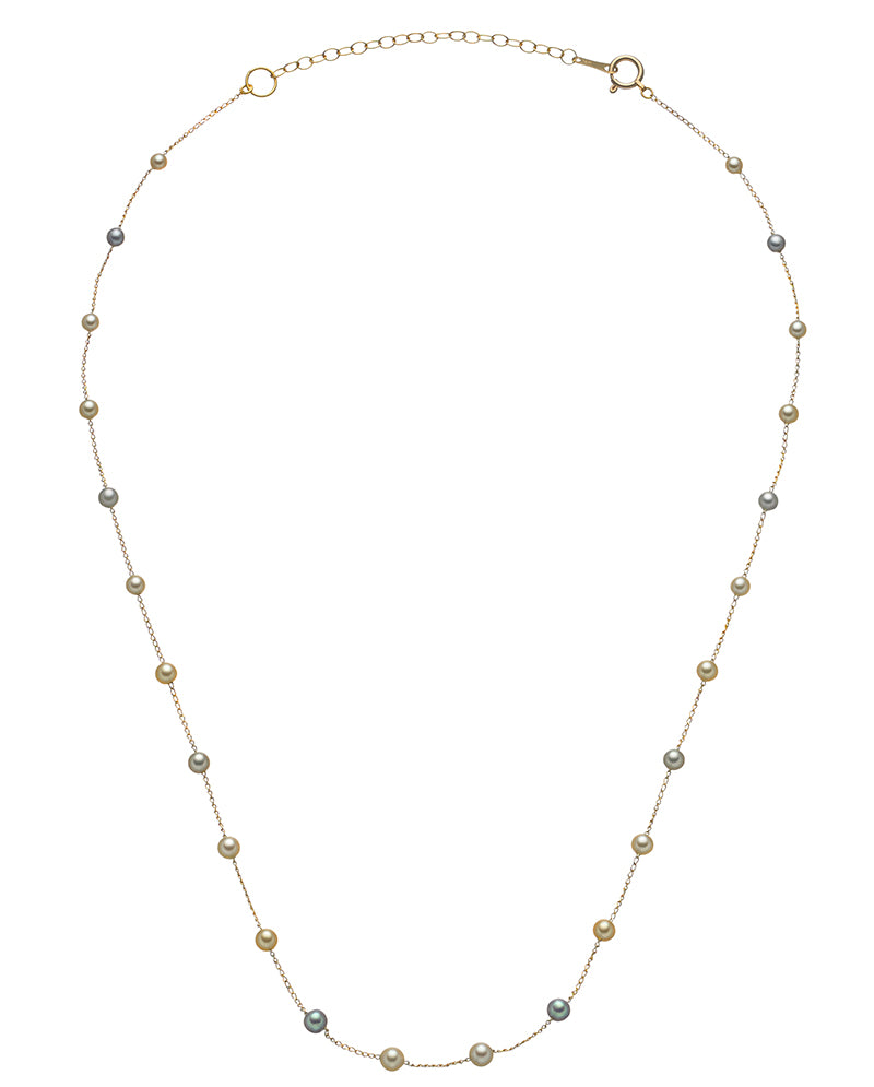 Baggins 14k Yellow Gold 3-4mm Multi-Color Akoya Pearl Necklace- 221486