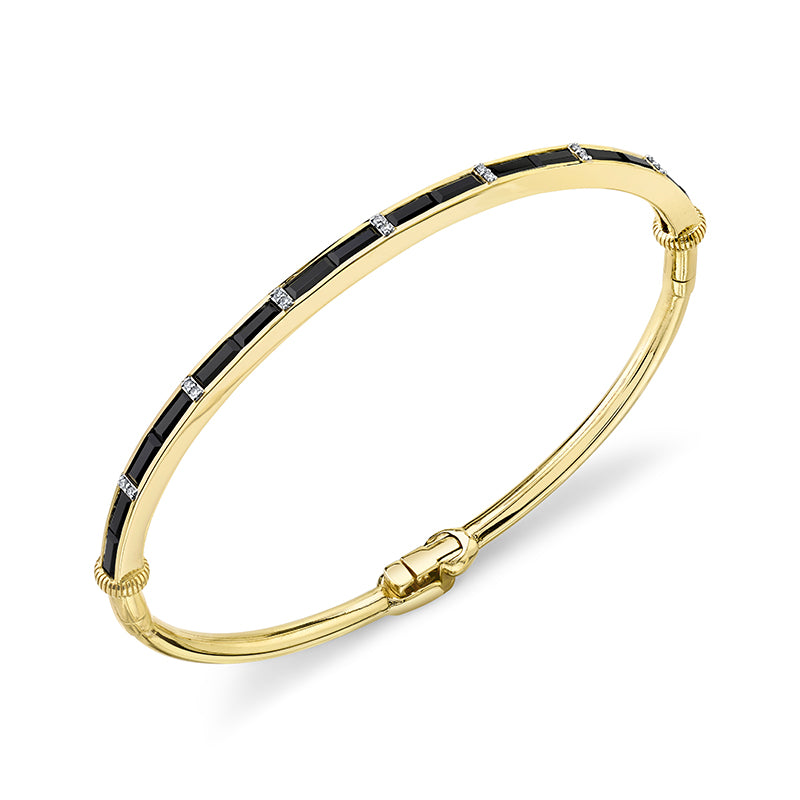 Sloane Street 18k Yellow Gold Black Spinel and Diamond Detail Bracelet- SS-B008F-BSP-WDCB-Y