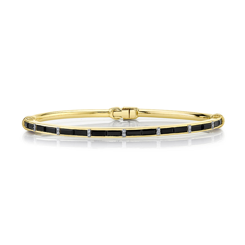 Sloane Street 18k Yellow Gold Black Spinel and Diamond Detail Bracelet- SS-B008F-BSP-WDCB-Y