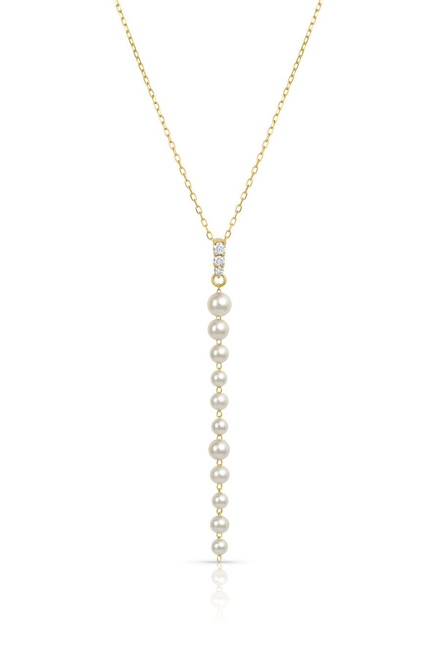 Baggins 14k Yellow Gold Akoya Pearl Drop & Diamond Necklace- BPST-272Y