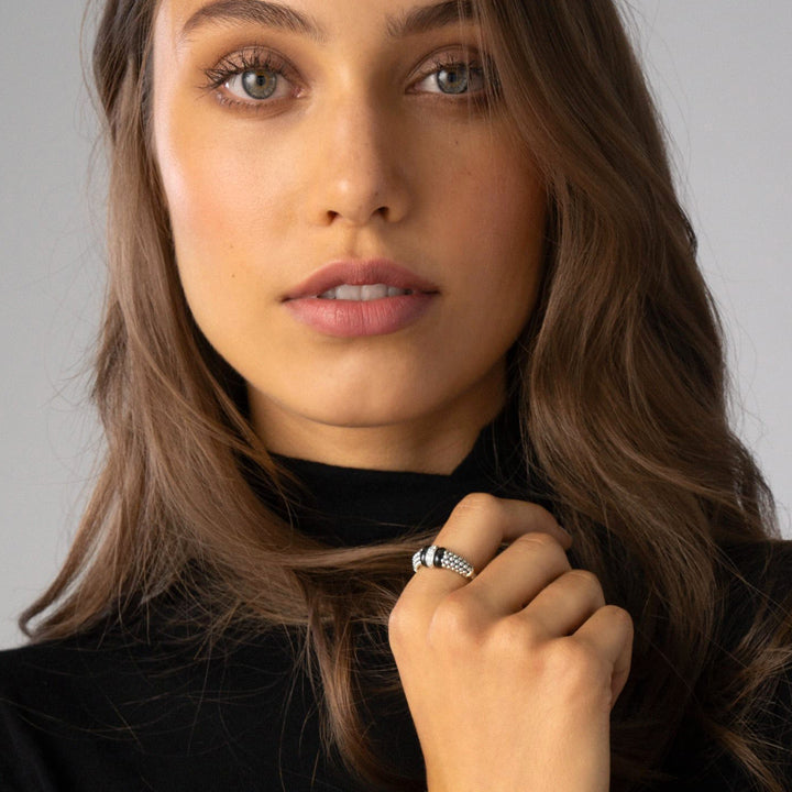 Lagos Black Caviar Diamond Ring- 02-80732