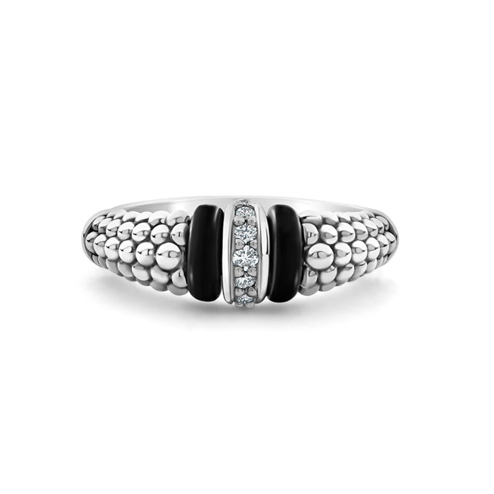 Lagos Black Caviar Diamond Ring- 02-80732