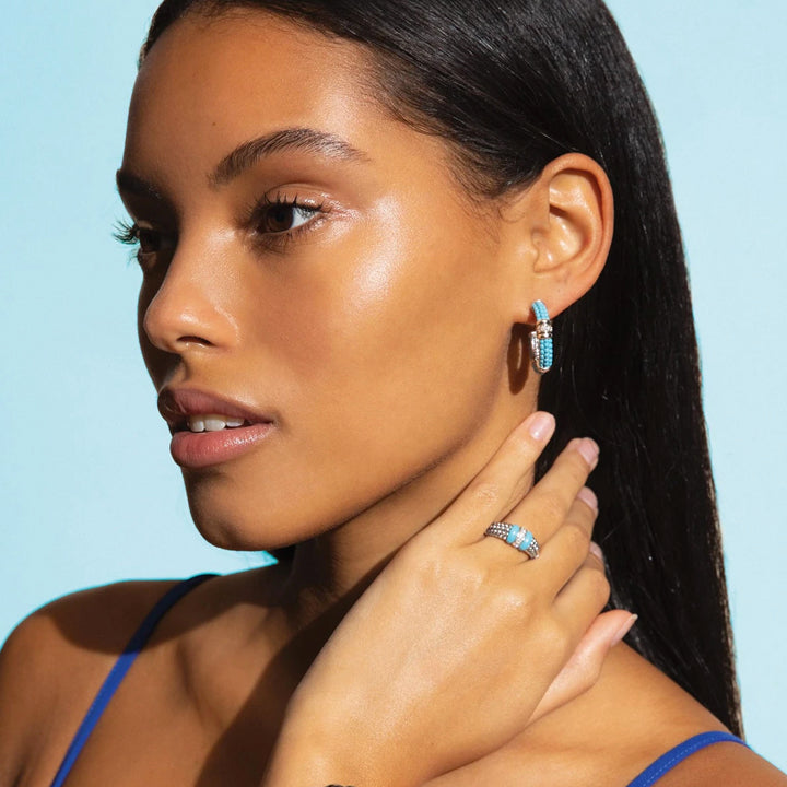 Lagos Blue Caviar Diamond Hoop Earrings - 01-81745-CT