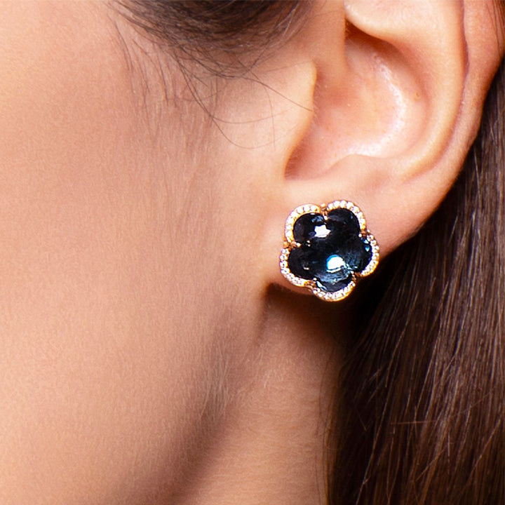 Pasquale Bruni 18K Rose Gold Bon Ton Blue Topaz Stud Earrings - 15308R