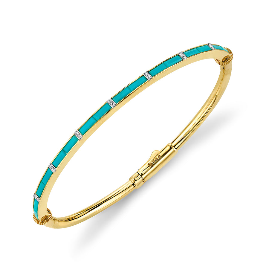 Sloane Street 18k Yellow Gold Diamond & Turquoise Baguette Bracelet- SS-B008F-TQ-WDCB-Y