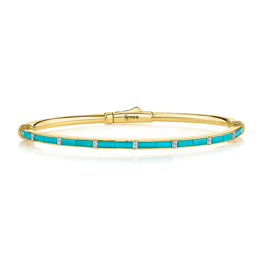 Sloane Street 18k Yellow Gold Diamond & Turquoise Baguette Bracelet- SS-B008F-TQ-WDCB-Y