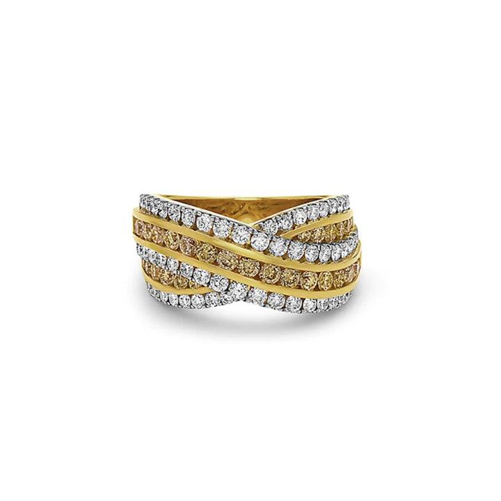 Charles Krypell Platinum & Fancy Yellow Diamond Overlap Ring - 3-8102-GYD