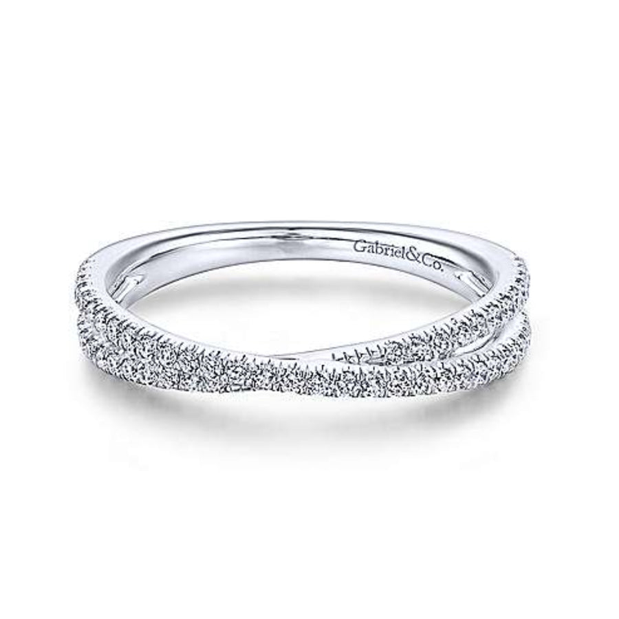Gabriel & Co. 14K White Gold Criss Cross Diamond Stackable Ring- LR51169W45JJ