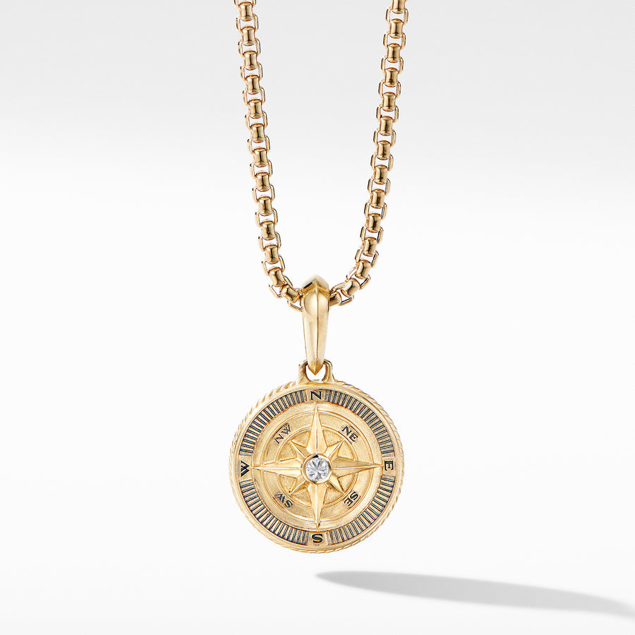 David Yurman Maritime® Compass Amulet in 18K Yellow Gold with Center Diamond - D15885M88ADI