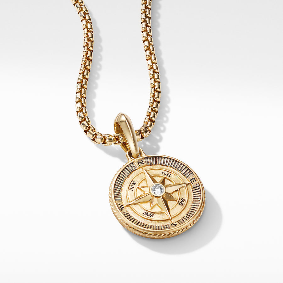 David Yurman Maritime® Compass Amulet in 18K Yellow Gold with Center Diamond - D15885M88ADI