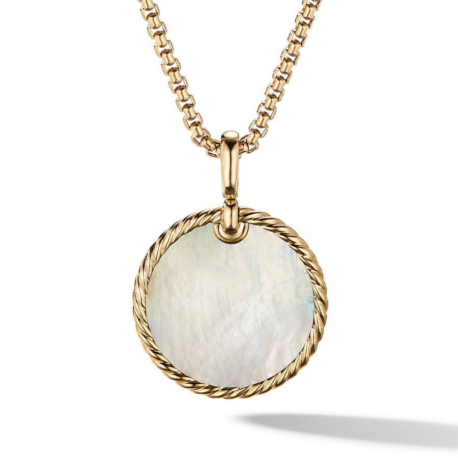 David Yurman Elements Reversible Disc Pendant in 18k Gold with Black Onyx and Mother of Pearl- D1693688BXM