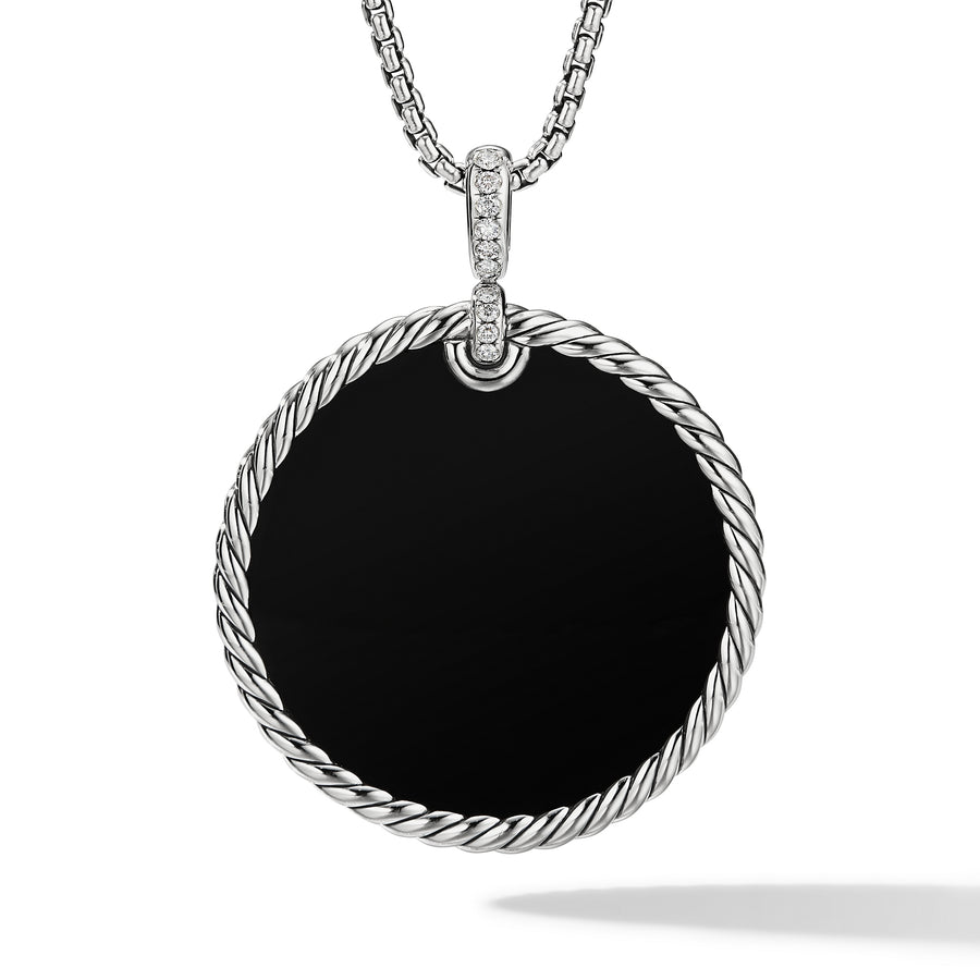 David Yurman Elements Reversible Disc Pendant with Black Onyx, Mother of Pearl and Diamonds- D16998DSSDXMDI
