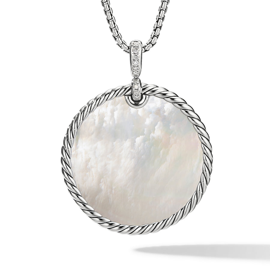 David Yurman Elements Reversible Disc Pendant with Black Onyx, Mother of Pearl and Diamonds- D16998DSSDXMDI