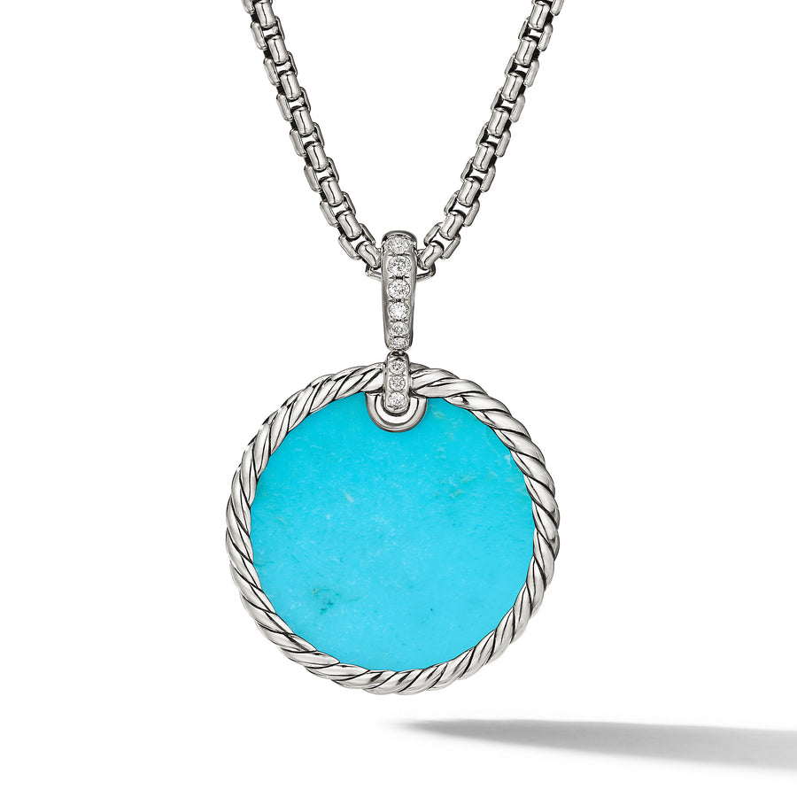 David Yurman Elements Reversible Disc Pendant with Turquoise, Mother of Pearl and Diamonds- D17020DSSDXODI