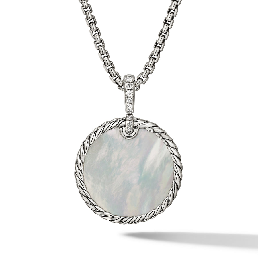 David Yurman Elements Reversible Disc Pendant with Turquoise, Mother of Pearl and Diamonds- D17020DSSDXODI