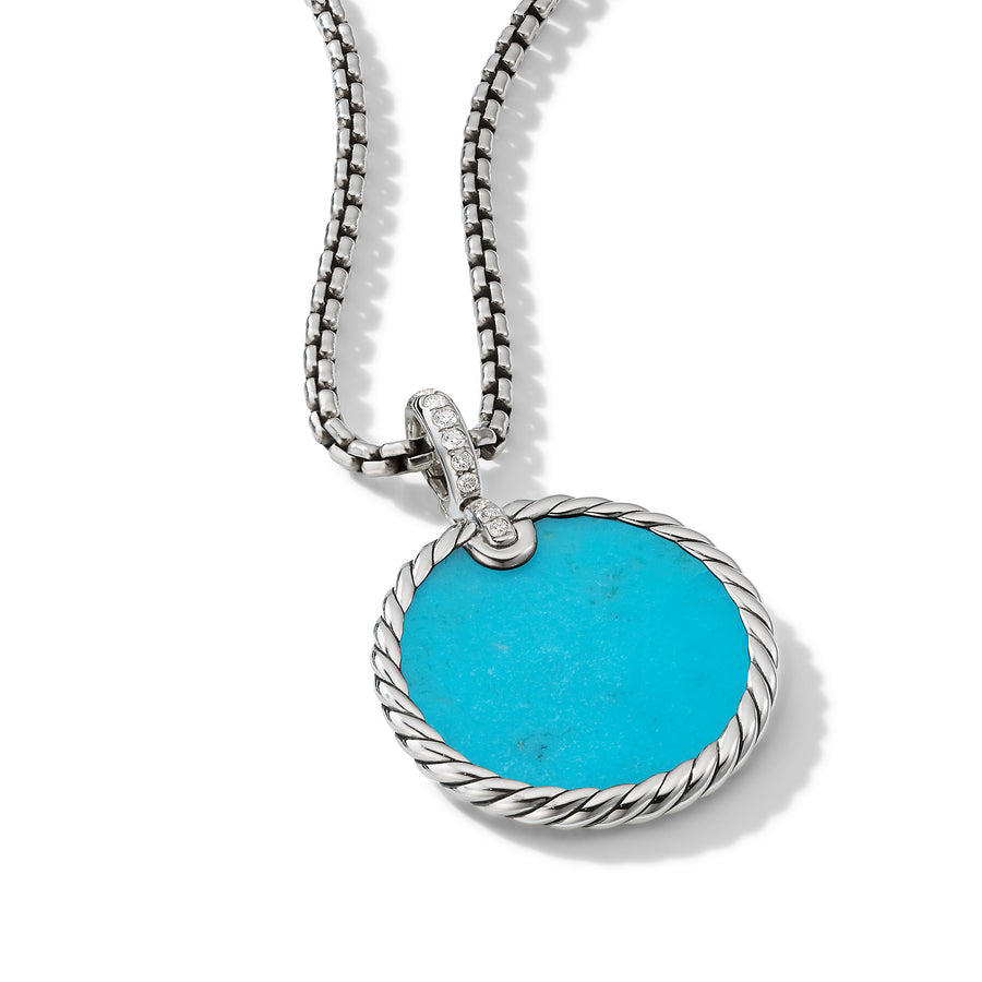 David Yurman Elements Reversible Disc Pendant with Turquoise, Mother of Pearl and Diamonds- D17020DSSDXODI