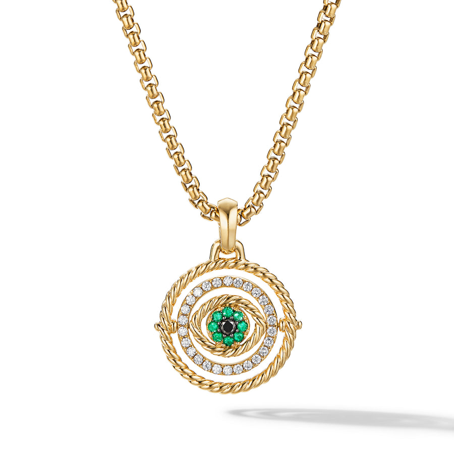 David Yurman Evil Eye Mobile Amulet in 18k Yellow Gold with Pave Emeralds and Diamonds- D17051D88KEMBDDI