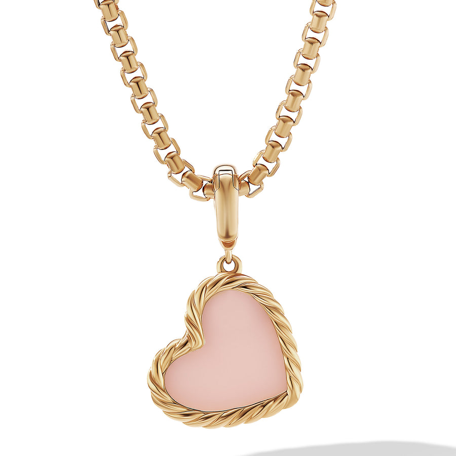 David Yurman DY Elements Heart Amulet in 18k Yellow Gold with Pink Opal- D17355 88BKO