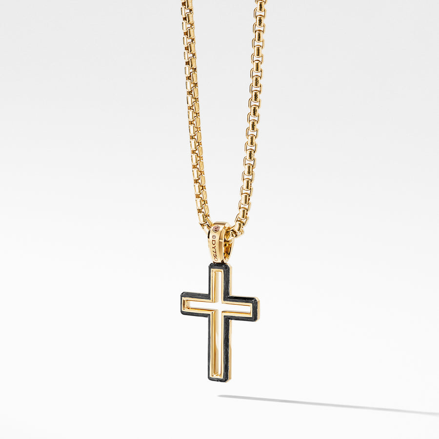 David Yurman Forged Carbon Cross Pendant with 18k Gold- D25165M88BFG