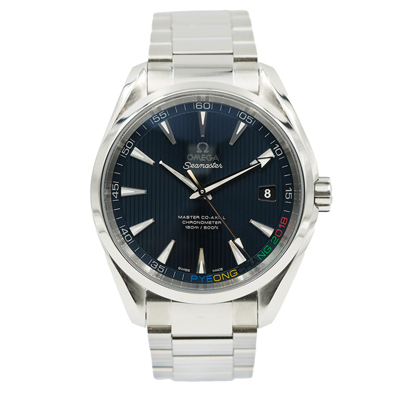 SOLD - Omega Aqua Terra 2018 Olympics B&P 522.10.42.21.03.001 Ltd. Edition Pyeongchang