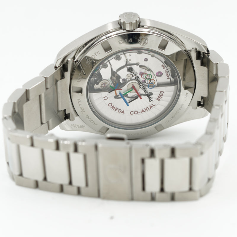 SOLD - Omega Aqua Terra 2018 Olympics B&P 522.10.42.21.03.001 Ltd. Edition Pyeongchang