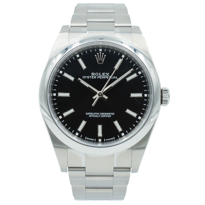 SOLD - Rolex Oyster Perpetual 114300 Black Dial on Oyster Bracelet - 39mm