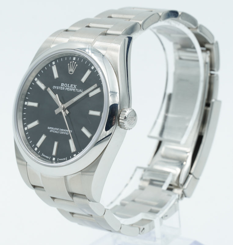 SOLD - Rolex Oyster Perpetual 114300 Black Dial on Oyster Bracelet - 39mm