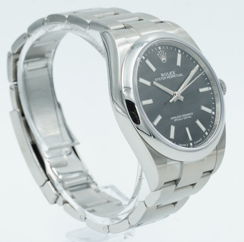 SOLD - Rolex Oyster Perpetual 114300 Black Dial on Oyster Bracelet - 39mm