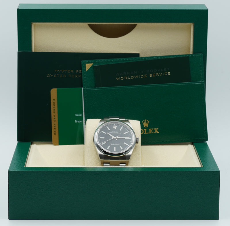 SOLD - Rolex Oyster Perpetual 114300 Black Dial on Oyster Bracelet - 39mm