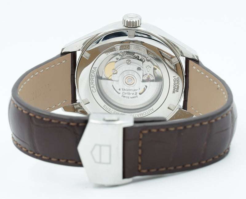 SOLD - TAG Heuer Carrera WAR201D.FC6291 Silver Dial on Brown Strap - 41mm