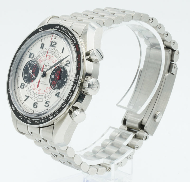 SOLD - 03-123-23 - Omega Speedmaster Chronoscope 329.30.43.51.02.002 Silver and Black 43mm B&P