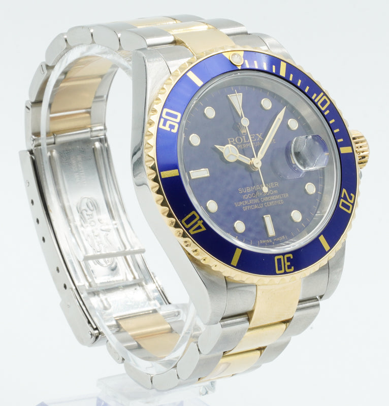 SOLD - 6/20/22 - Rolex Submariner 16613T Two-Tone Blue Dial Box and Papers 40mm