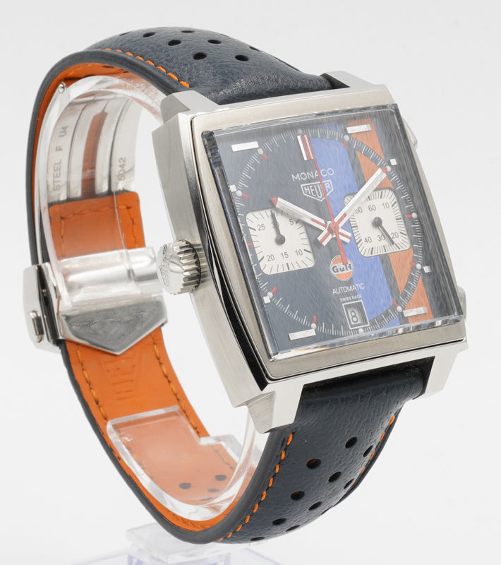 SOLD - TAG Heuer Monaco CAW211R.FC6401 Gulf Edition on Leather Strap 39mm