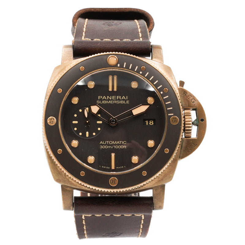 SOLD - 8/15/22 - Panerai Submersible Bronzo PAM00968 B&P '21 w. 2 Straps 47mm