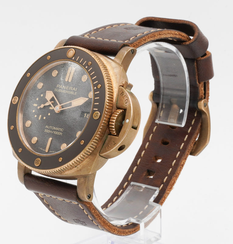 SOLD - 8/15/22 - Panerai Submersible Bronzo PAM00968 B&P '21 w. 2 Straps 47mm