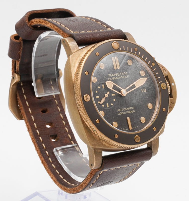 SOLD - 8/15/22 - Panerai Submersible Bronzo PAM00968 B&P '21 w. 2 Straps 47mm