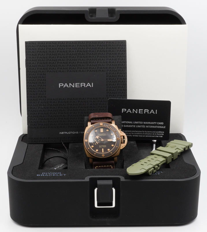 SOLD - 8/15/22 - Panerai Submersible Bronzo PAM00968 B&P '21 w. 2 Straps 47mm