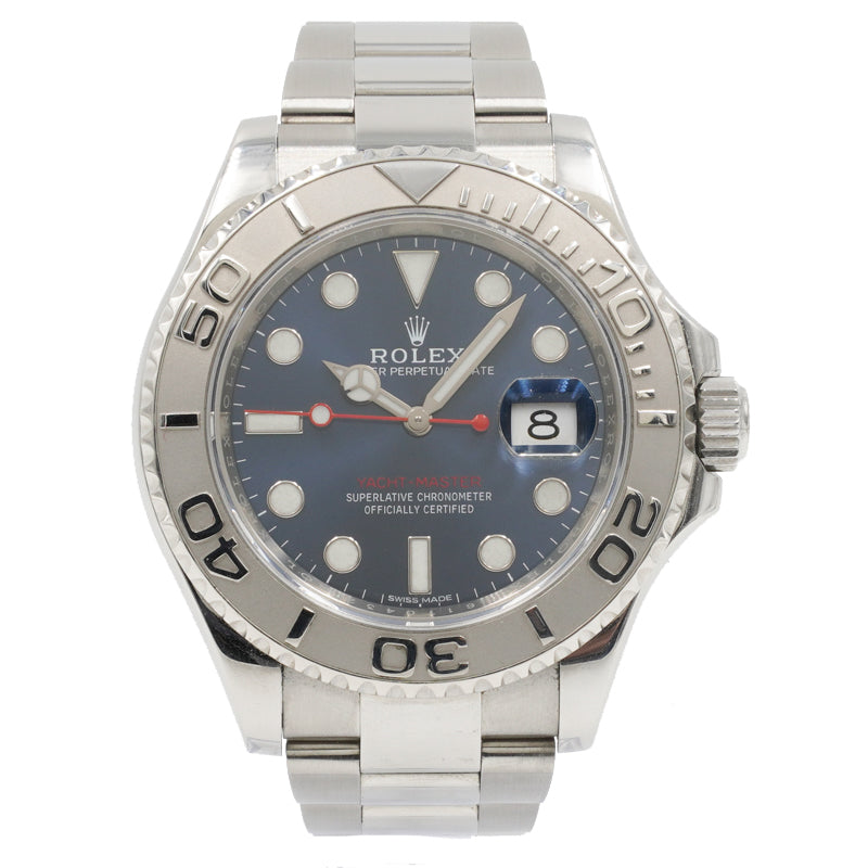 SOLD - 8/02/22 - Rolex Yachtmaster 116622 Blue Dial Platinum Bezel 40mm