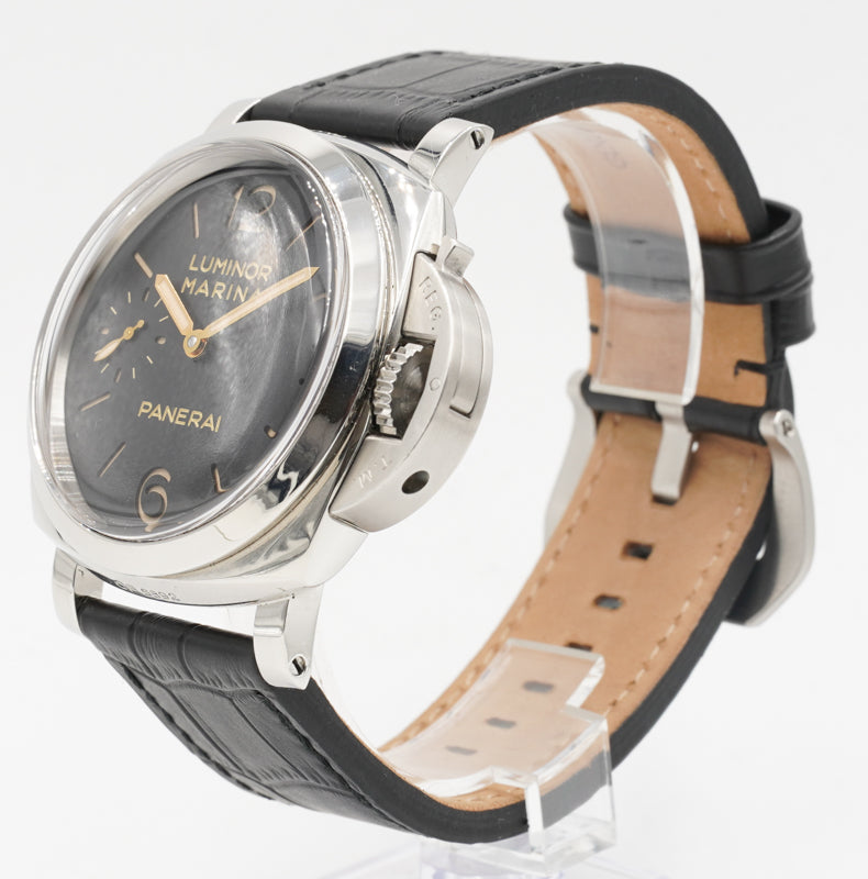 SOLD - 03-14-23 - Panerai Luminor Marina PAM00422 Black Dial on Leather Strap 47mm
