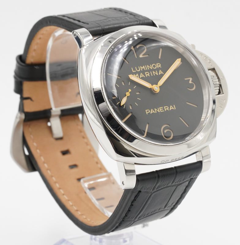 SOLD - 03-14-23 - Panerai Luminor Marina PAM00422 Black Dial on Leather Strap 47mm