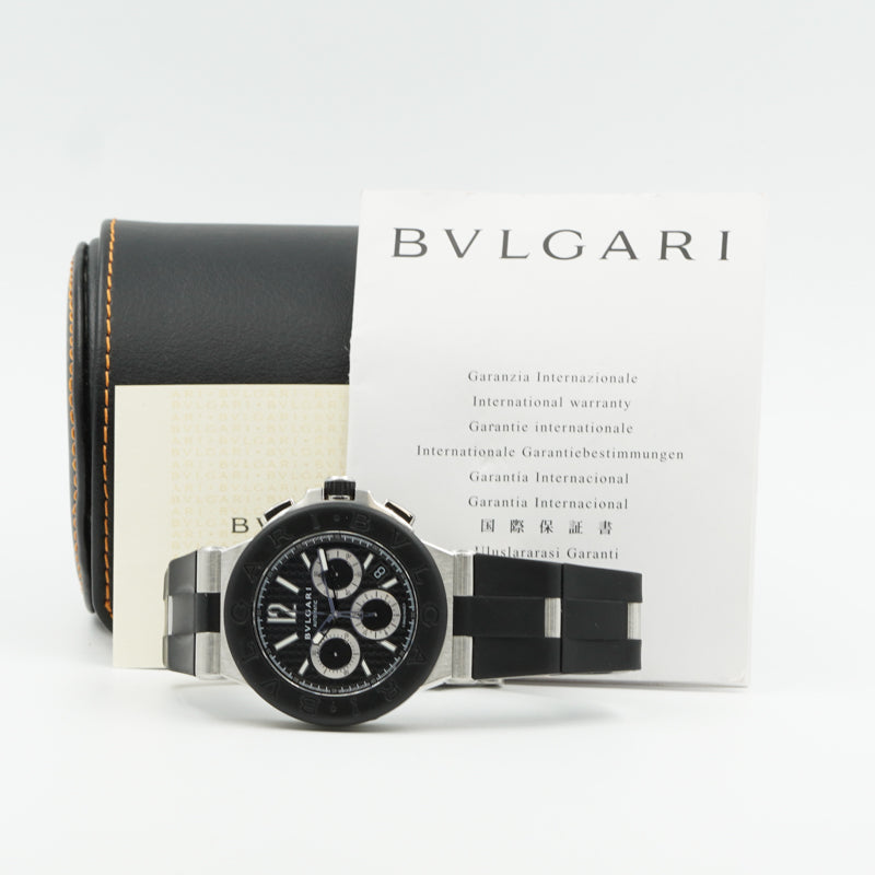 SOLD - Bvlgari Diagono DG42SVCH Stainless Steel Black Dial 42mm