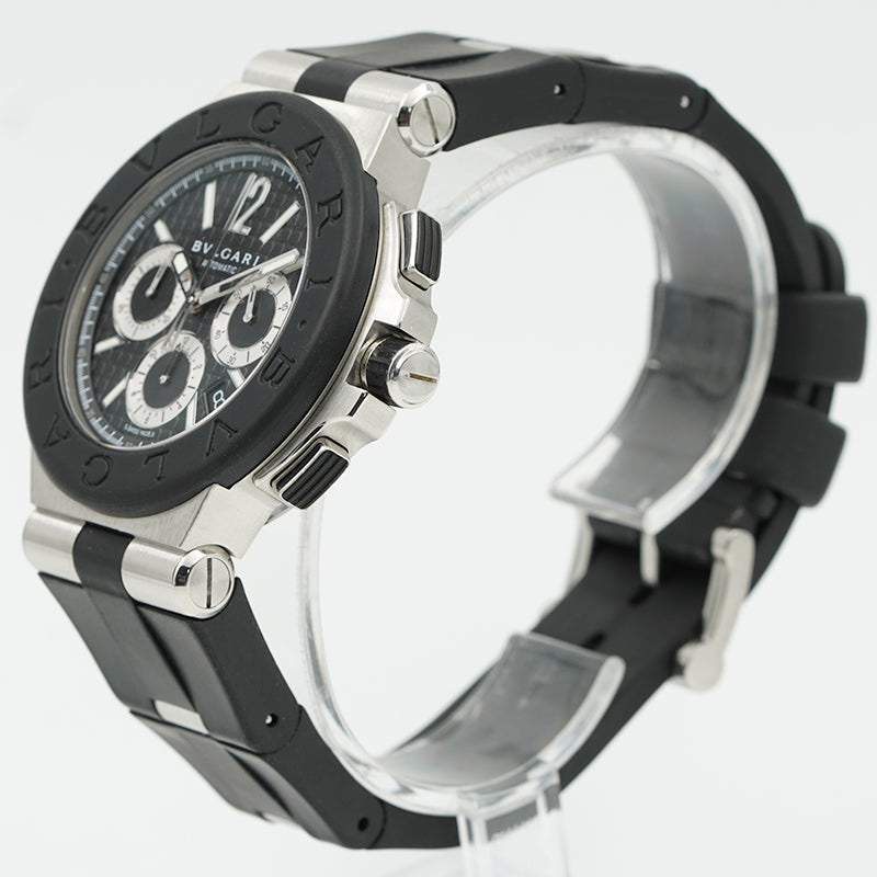 SOLD - Bvlgari Diagono DG42SVCH Stainless Steel Black Dial 42mm