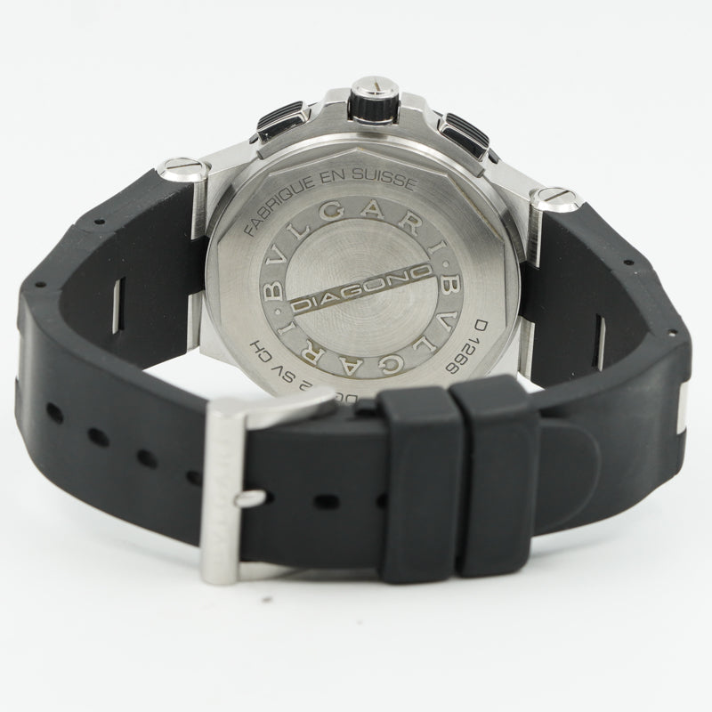 SOLD - Bvlgari Diagono DG42SVCH Stainless Steel Black Dial 42mm