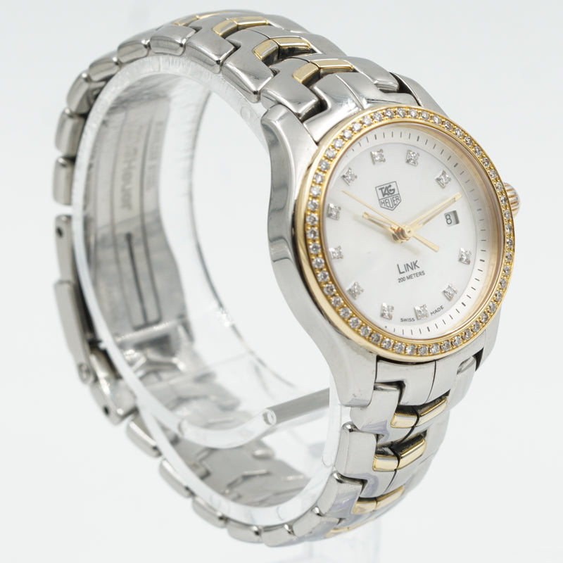 SOLD - Tag Heuer Link WJF1354 Two-Tone 26mm Diamond Bezel Mother of Pearl Dial